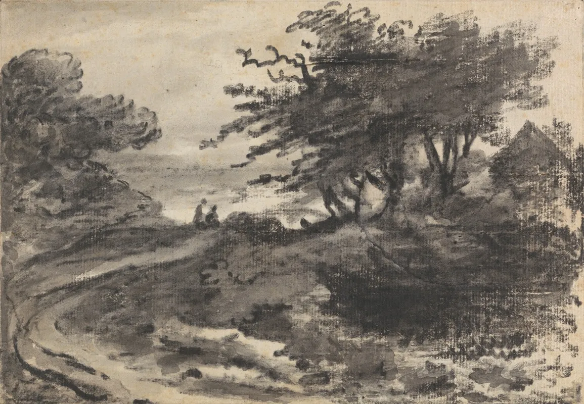 Landscape With Trees And Two Figures by Dr. Thomas Monro - Canvas Print
