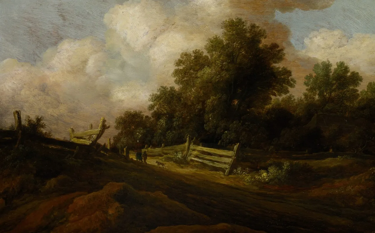 Landscape With Two Figures And A Dog by Pieter Molyn - Canvas Print