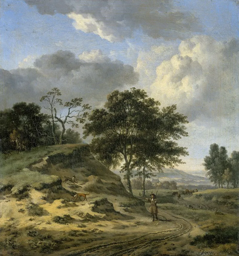 Landscape With Two Hunters by Jan Wijnants - Canvas Print