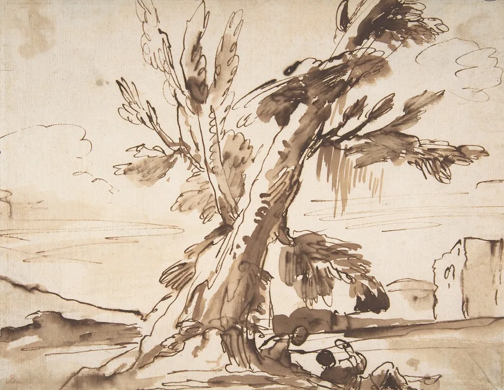 Landscape With Two Men Under A Tree