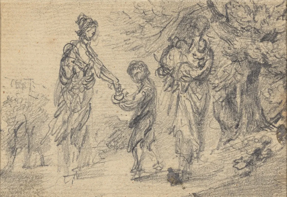 Landscape With Two Women And Child by Gainsborough Dupont - Canvas Print