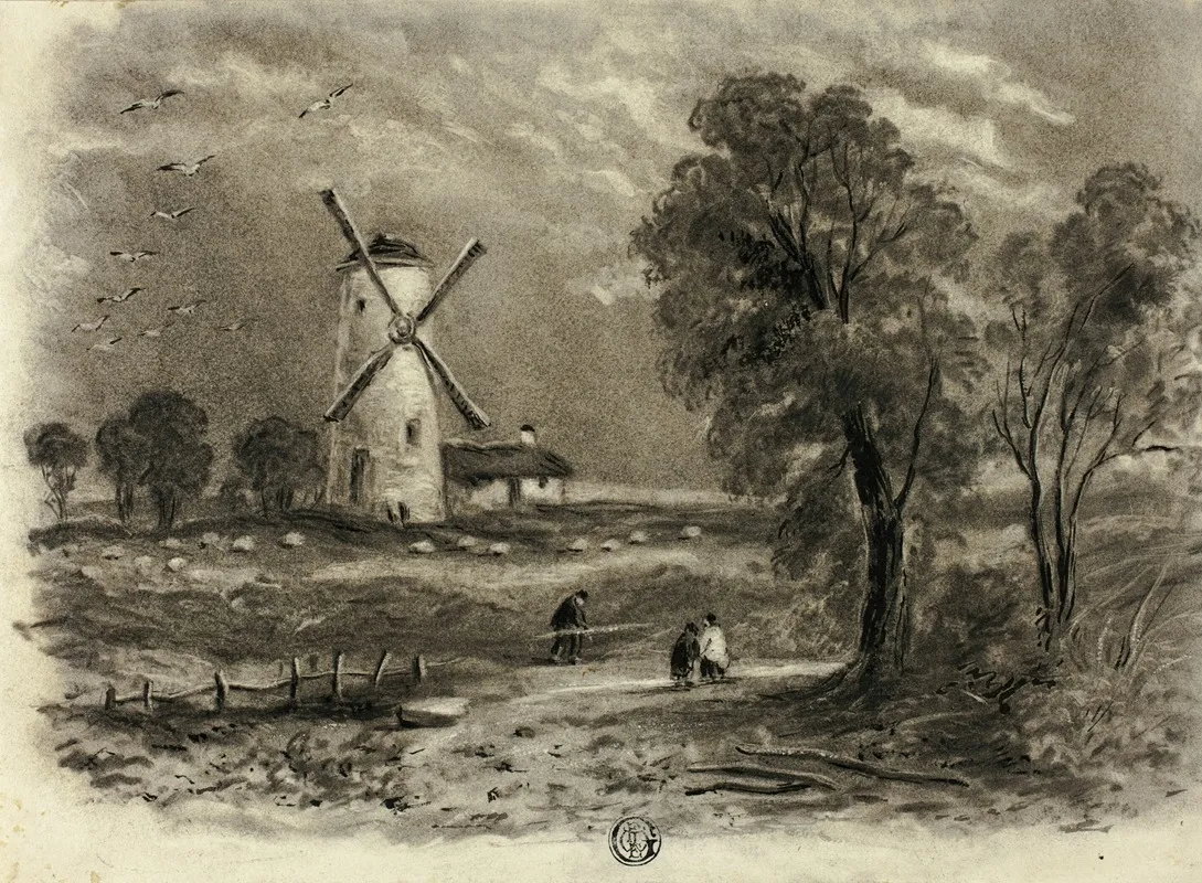 Landscape With Windmill 4 by Elizabeth Murray - Canvas Print