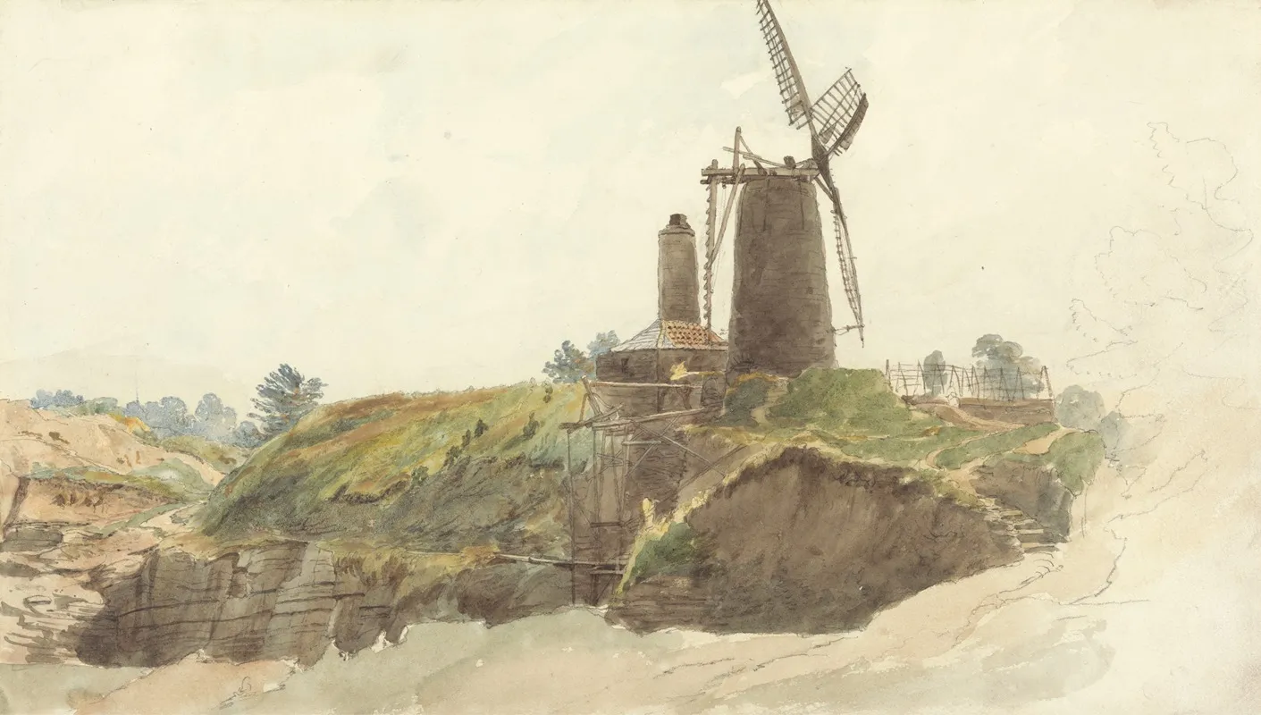 Landscape With Windmill 6 by Thomas Creswick - Canvas Print