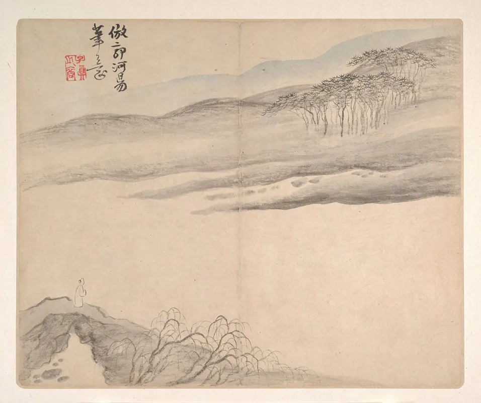 Landscapes After Ancient Masters Pl 09 by Mei Qing - Canvas Print