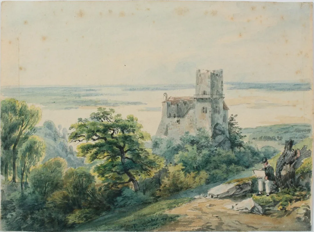 Landschaft Am Meer Mit Blick Auf Eine Ruine by Gustav Barbarini - Canvas Print