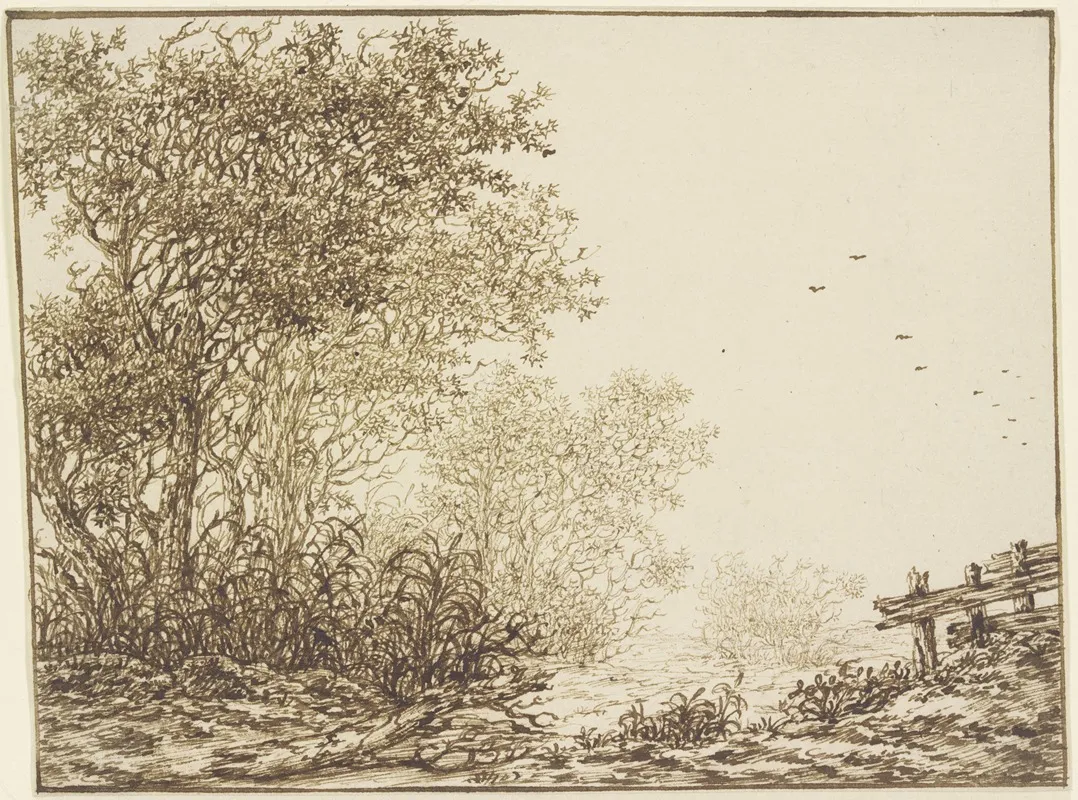 Landschaft Mit Baumen Und Weidegatter