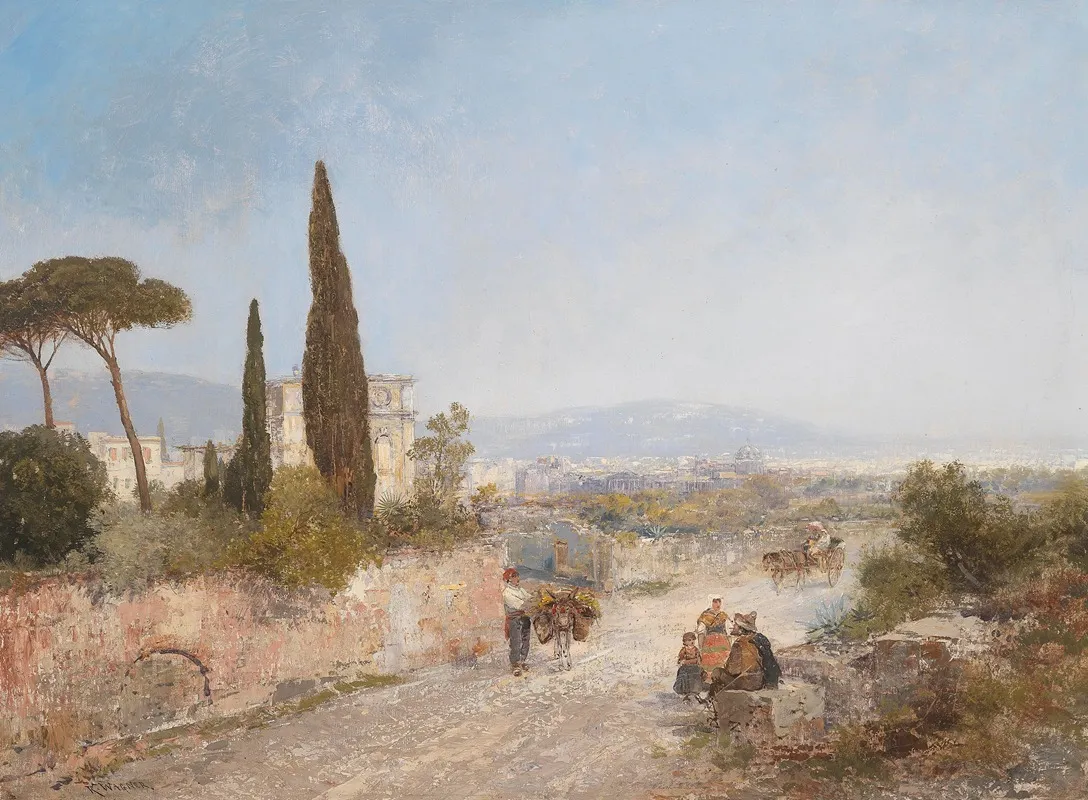 Landschaft Mit Blick Auf Florenz by Georg Fischhof - Canvas Print
