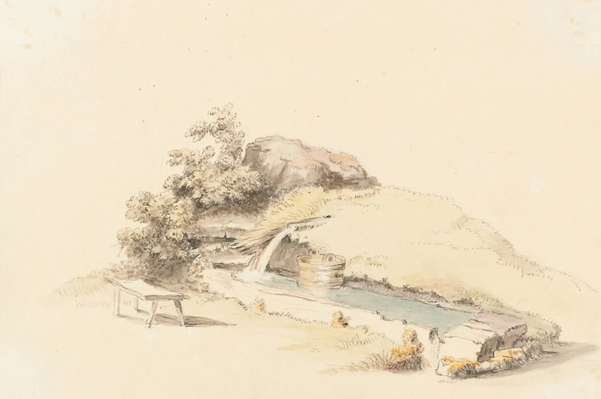 Landschaft Mit Brunnen by Johann Ludwig Aberli - Canvas Print