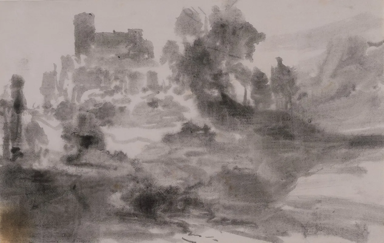 Landschaft Mit Burg Oder Kirche