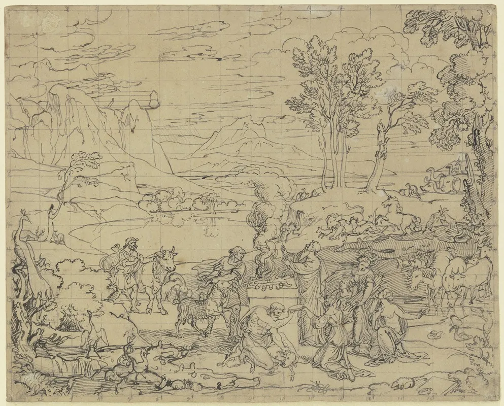Landschaft Mit Dem Dankopfer Noahs by Joseph Anton Koch - Canvas Print
