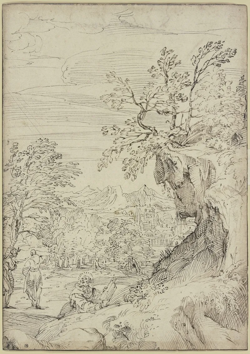 Landschaft Mit Einem Heiligen Und Zwei Weiteren Figuren