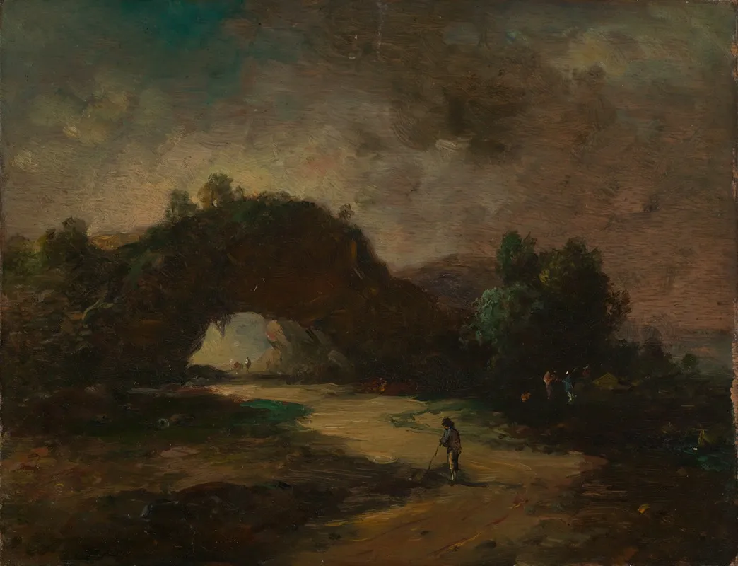 Landschaft Mit Einem Von Buschwerk Uberwachsenen Felsenbogen by Christian Wilhelm Ernst Dietrich - Canvas Print