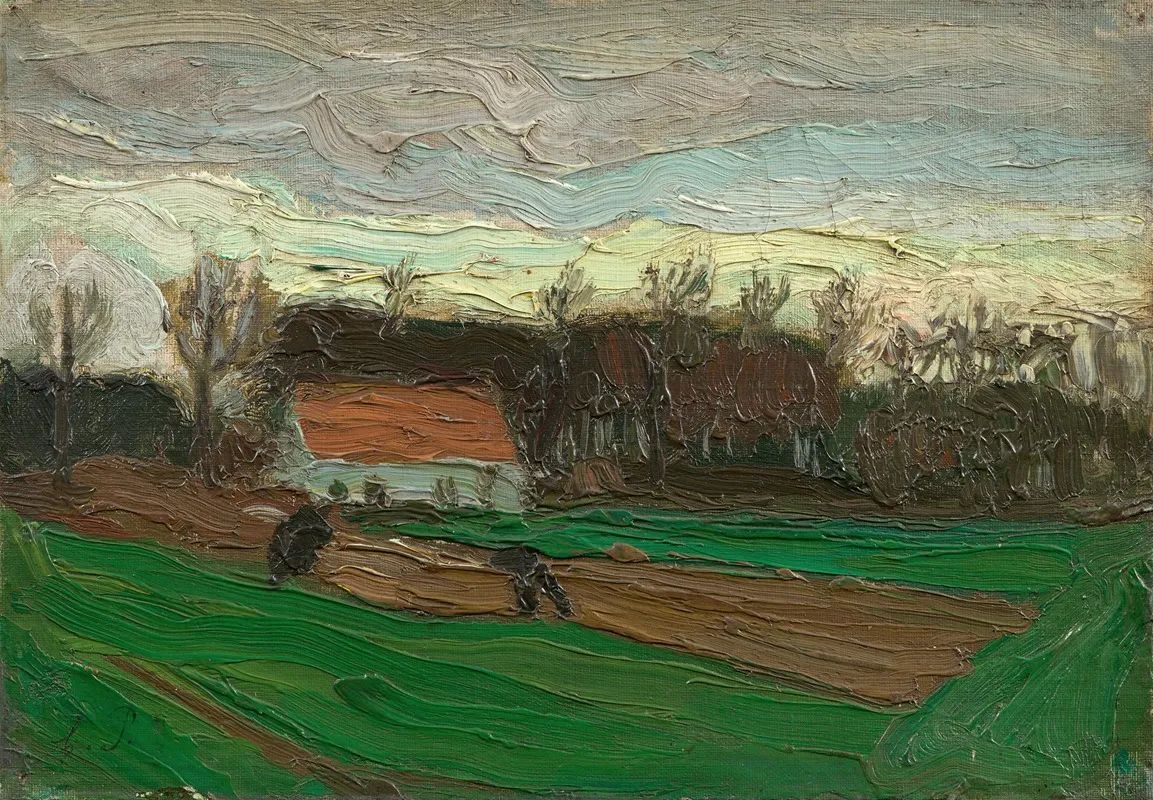 Landschaft Mit Feld Und Bauernhaus