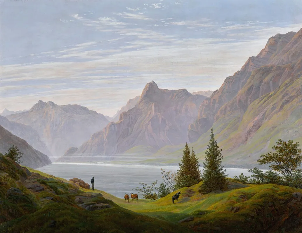Landschaft Mit Gebirgsee Morgen Landscape With Mountain Lake Morning