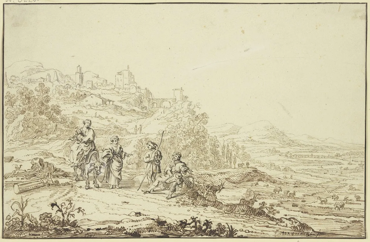 Landschaft Mit Hirten Und Der Flucht Nach Agypten