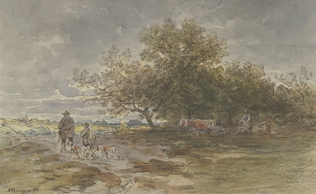 Landschaft Mit Jager Und Pflugendem Bauer