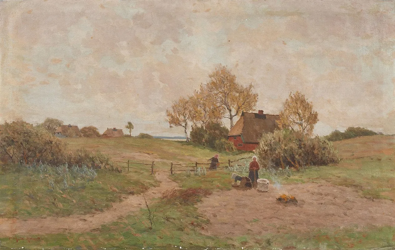 Landschaft Mit Kartoffelfeuer