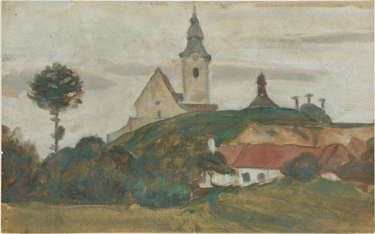 Landschaft Mit Kirche Und Dorf 2