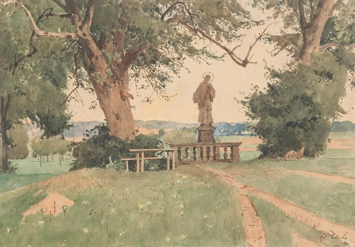 Landschaft Mit Nepomuk Statue by Eduard Zetsche - Canvas Print