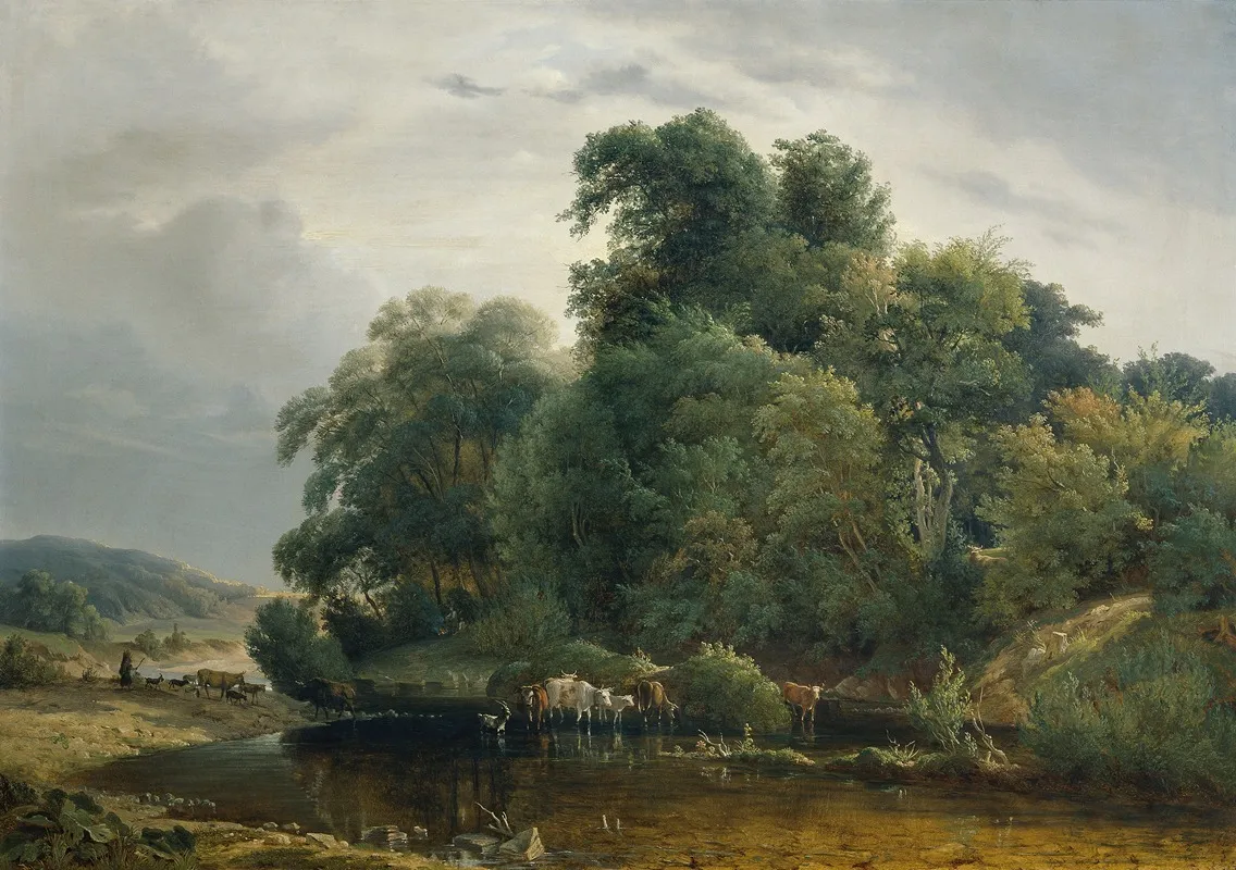 Landschaft Mit Viehherde Und Hirtin