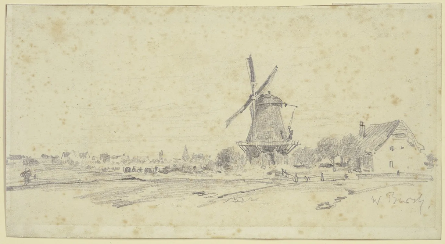 Landschaft Mit Wiedensahler Hollandermuhle Und Haus Des Mullers