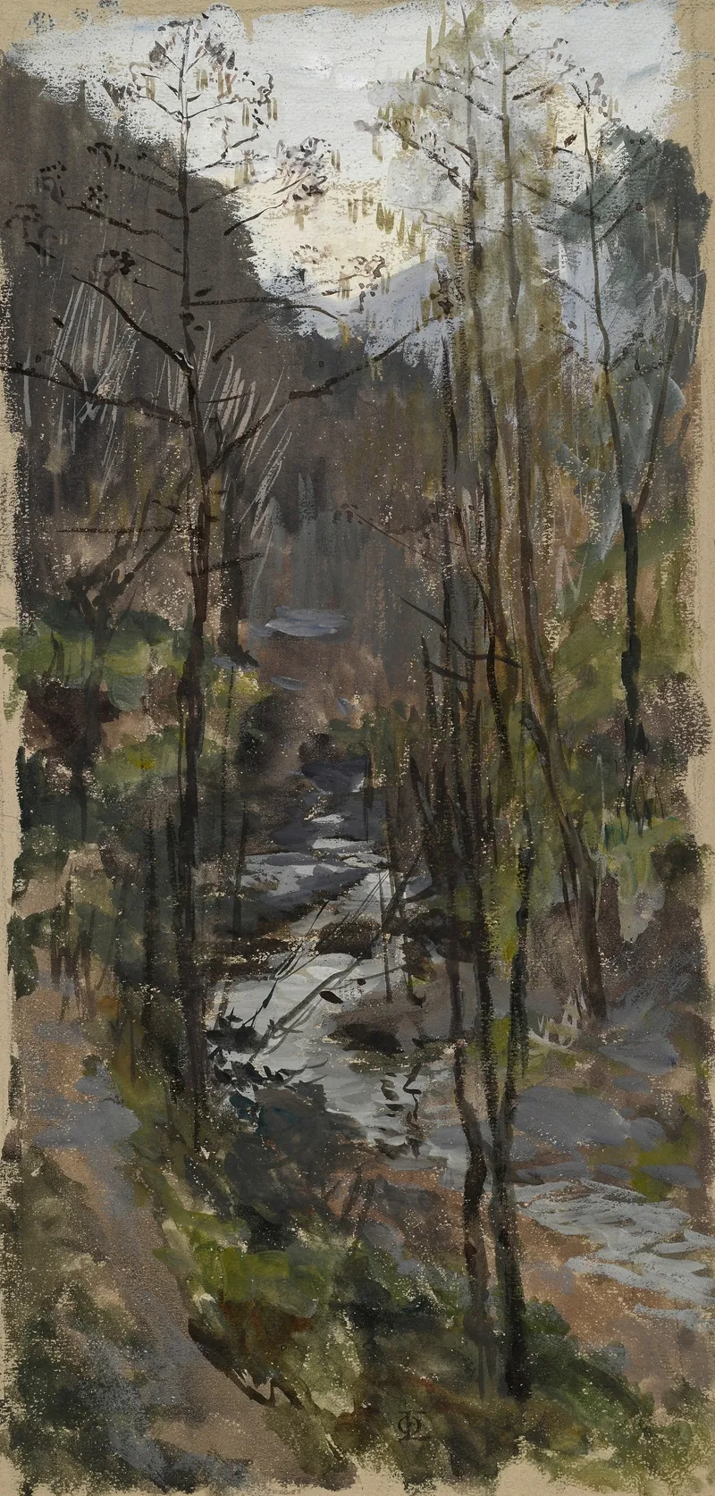 Landschaftsstudie Mit Bach Und Bergen by Otto Eckmann - Canvas Print