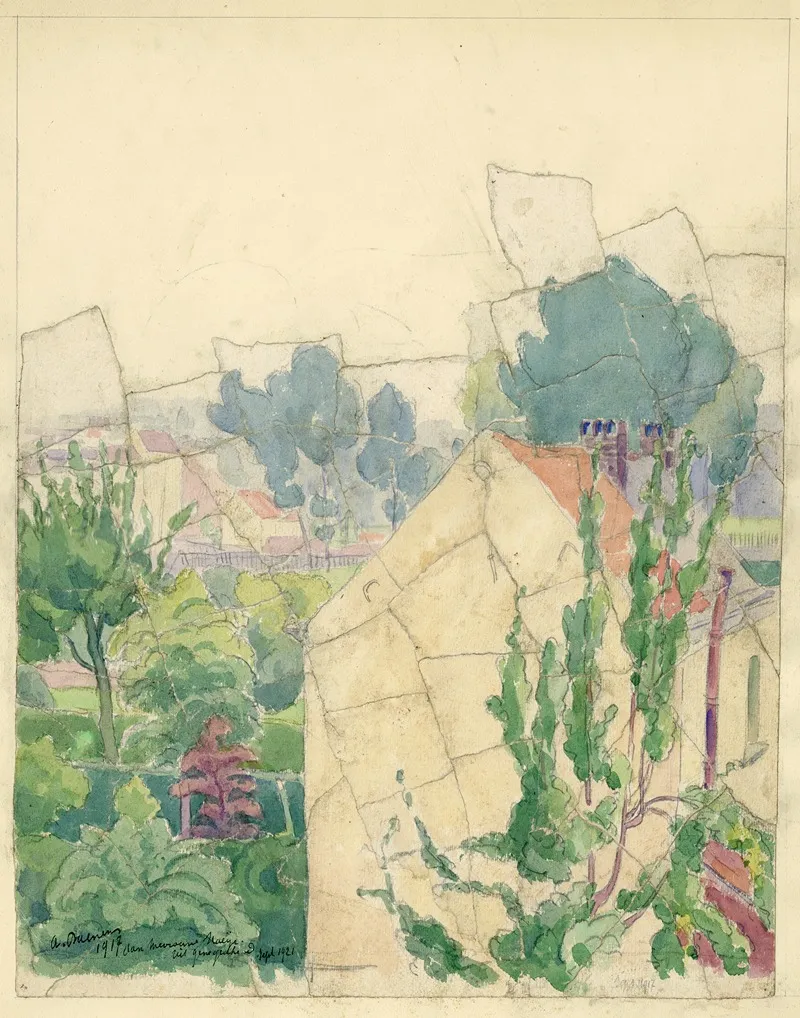 Landschap In Aquarel 7 by Albert Daenens - Canvas Print