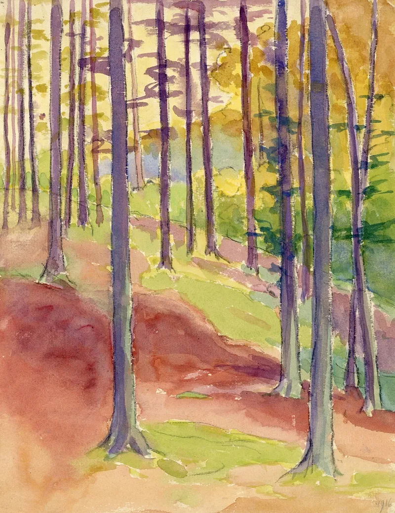 Landschap In Aquarel by Albert Daenens - Canvas Print