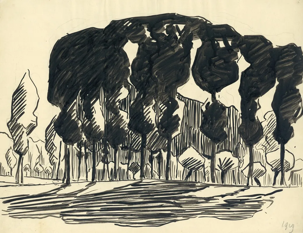 Landschap In Inkt 2 by Albert Daenens - Canvas Print