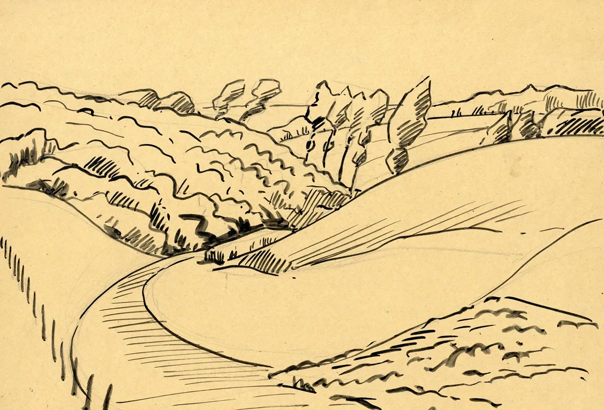 Landschap In Inkt 3 by Albert Daenens - Canvas Print