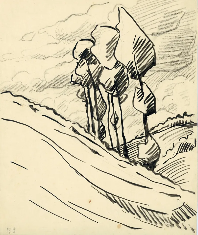 Landschap In Inkt 4 by Albert Daenens - Canvas Print