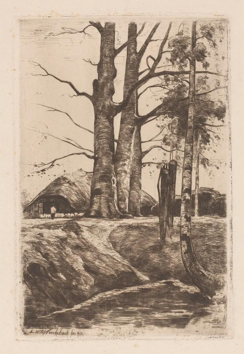 Landschap Met Boerderij 4 by Willem Wenckebach - Canvas Print