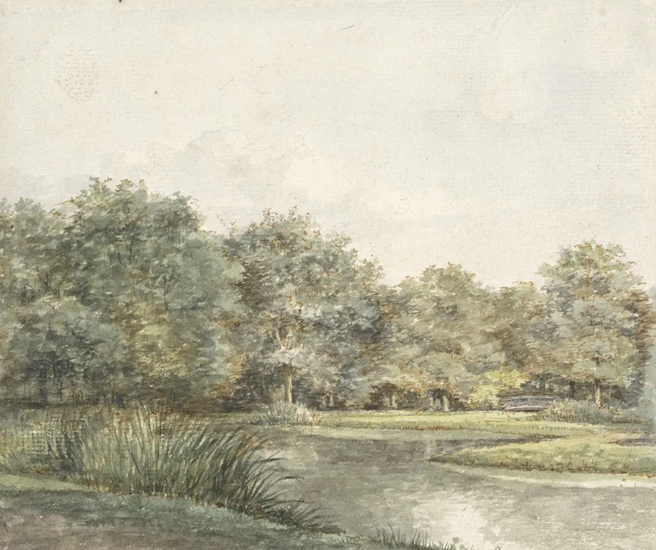 Landschap Met Bomen Aan Het Water by Pieter Ernst Hendrik Praetorius - Canvas Print