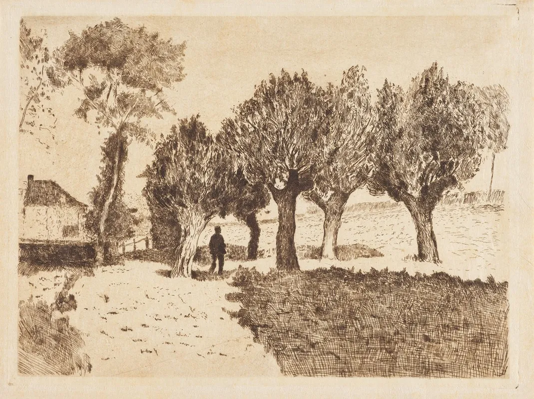Landschap Met Bomen En Figuur De Wilgen