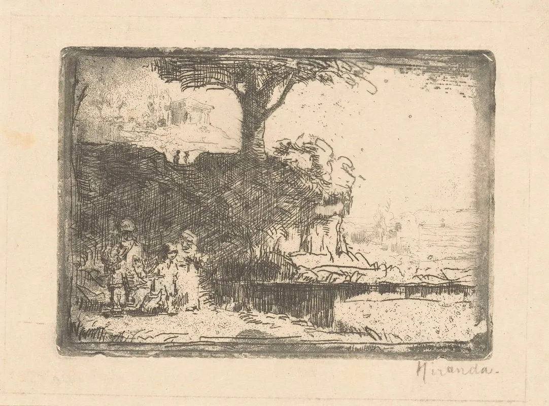 Landschap Met Drie Figuren by Abraham de Miranda - Canvas Print