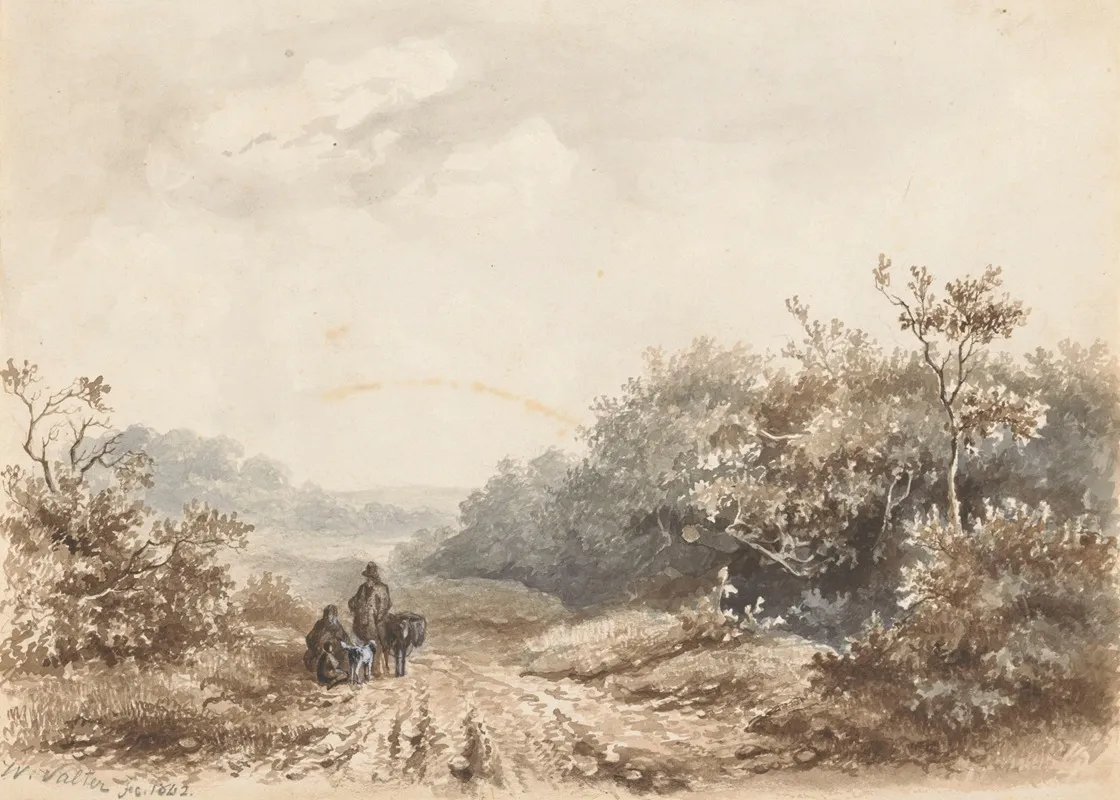 Landschap Met Een Familie Een Schaap En Een Hond by Hendrik Valkenburg - Canvas Print