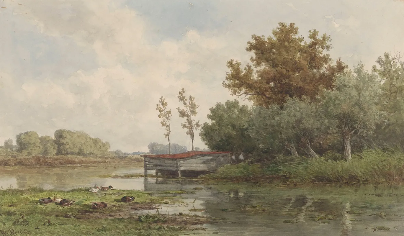 Landschap Met Water En Eenden