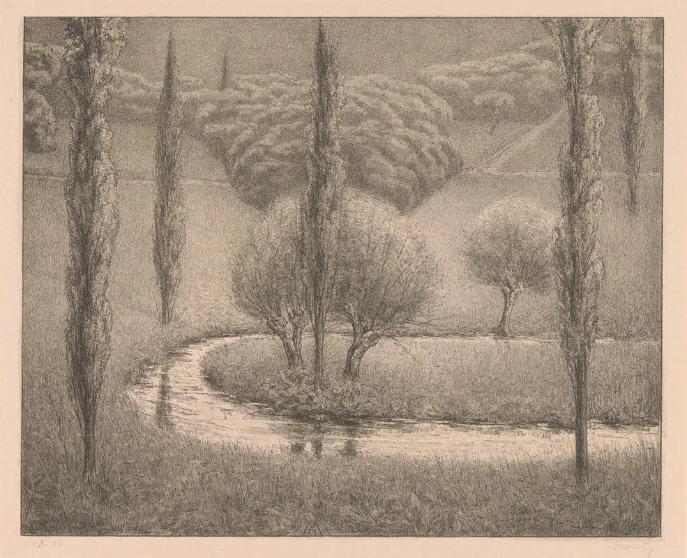 Landschap Met Wilgen En Populieren