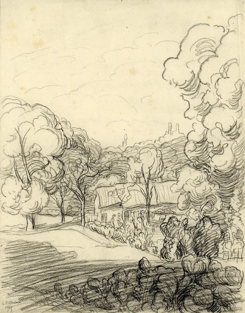 Landschappen In Houtskool 3 by Albert Daenens - Canvas Print