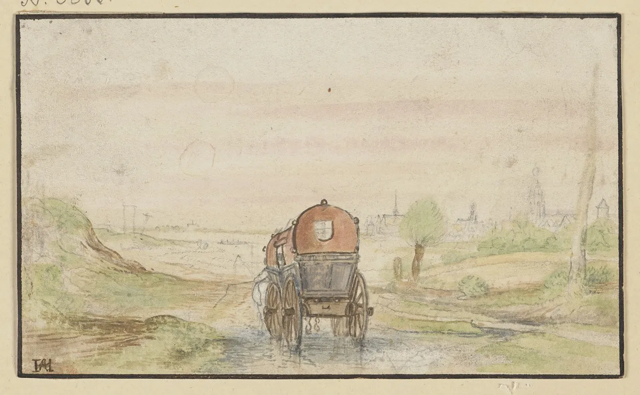 Landstrase Mit Einer Roten Kutsche