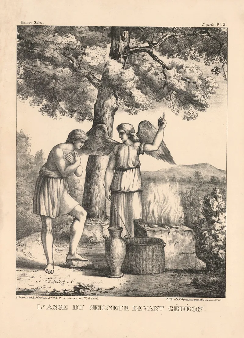 Lange Du Seigneur Devant Gideon by P. Bineteau - Canvas Print