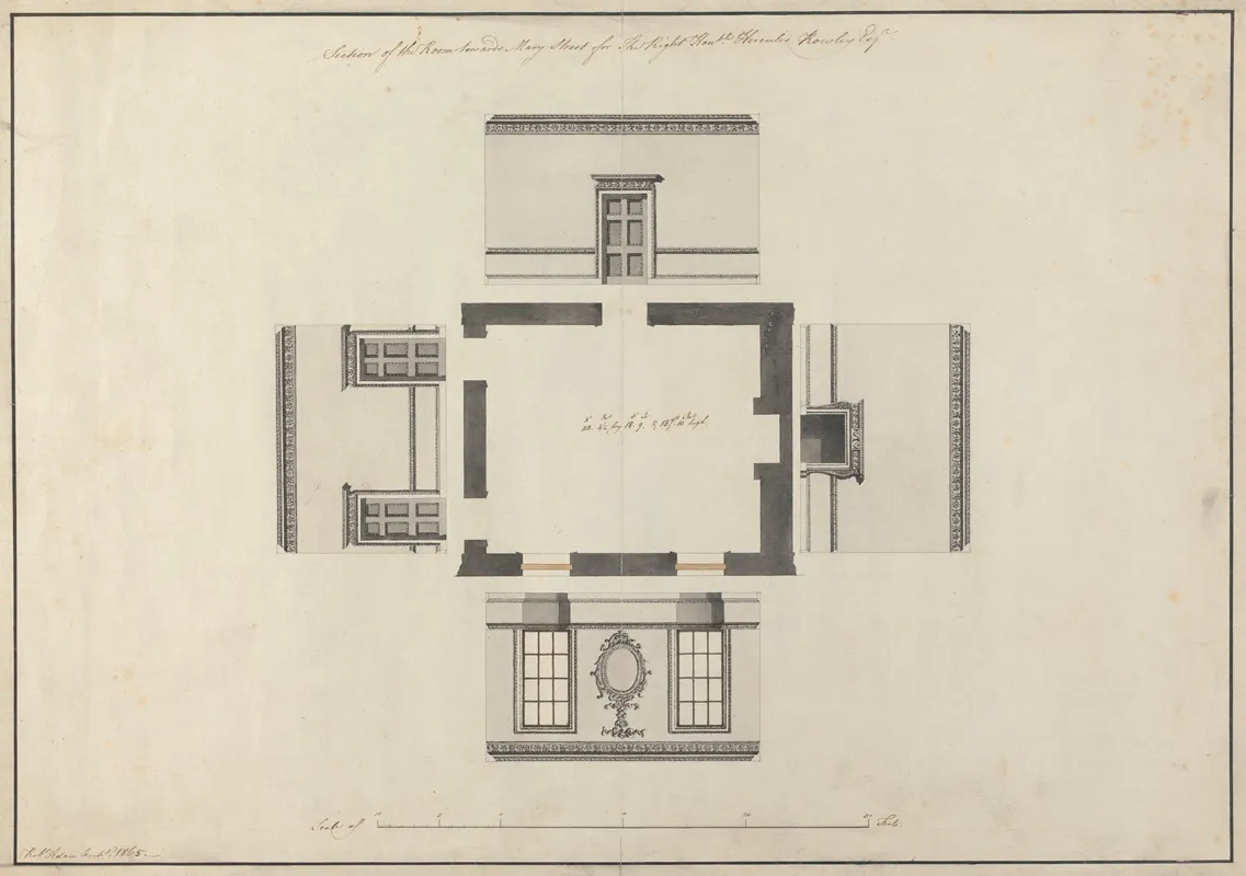 Langford House Dublin Ireland Elevations Of Room Facing Mary Street by Robert Adam - Canvas Print