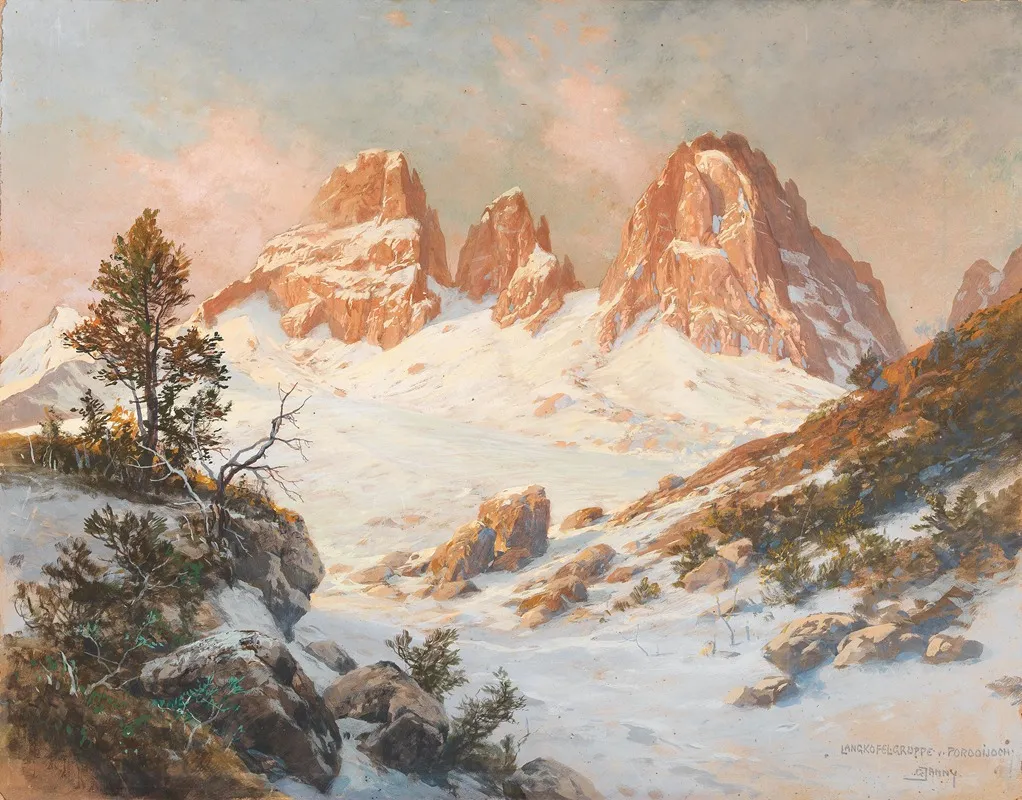 Langkofelgruppe Seen From The Pordoijoch by Georg Janny - Canvas Print