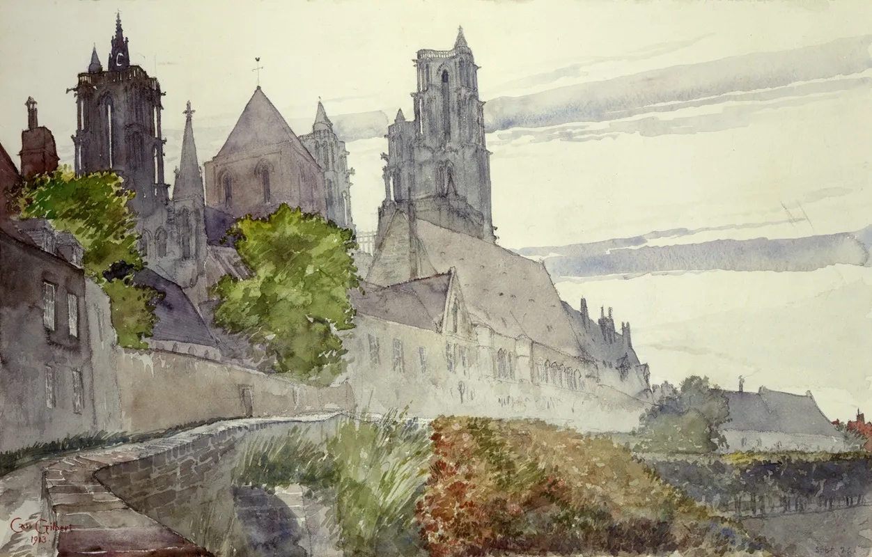 Laon Cathedral France by Cass Gilbert - Canvas Print