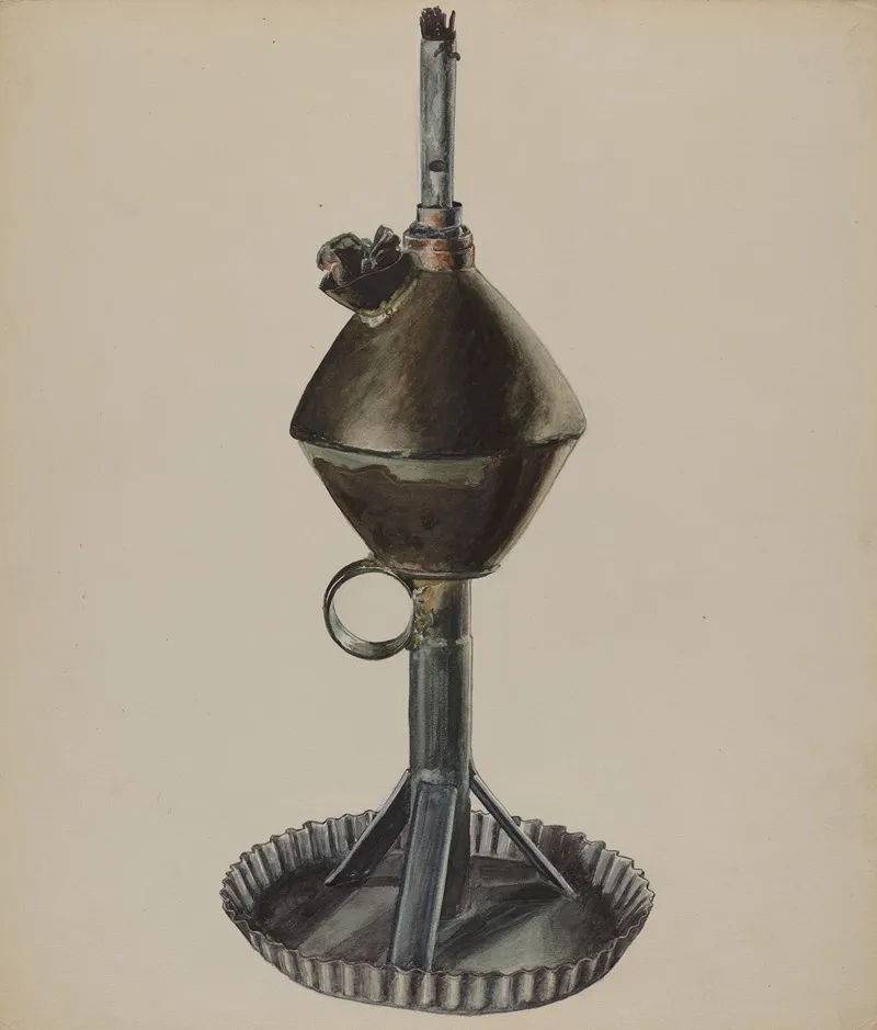 Lard Or Whale Oil Lamp by Ralph Atkinson - Canvas Print