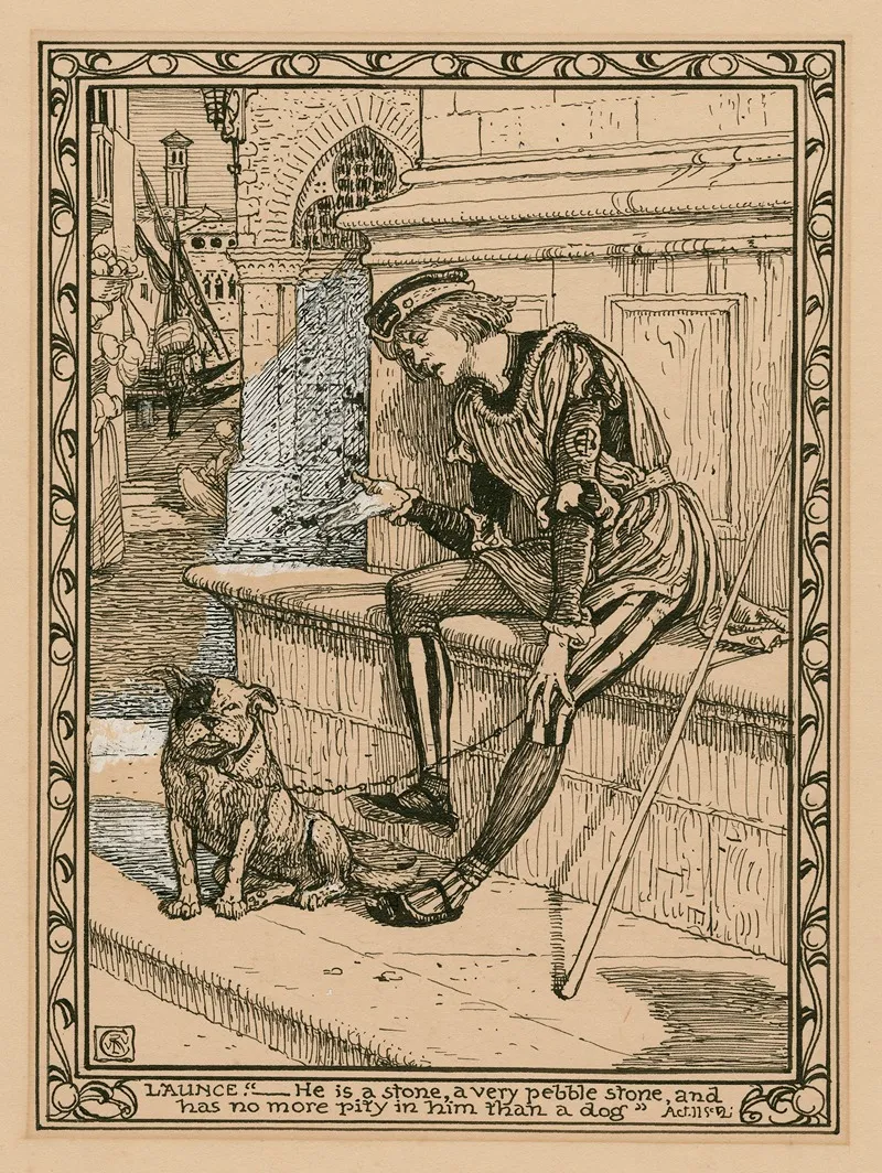 Launce He Is A Stone A Very Pebble Stone And Has No More Pity In Him Than A Dog Act Ii Sc 2 by Walter Crane - Canvas Print