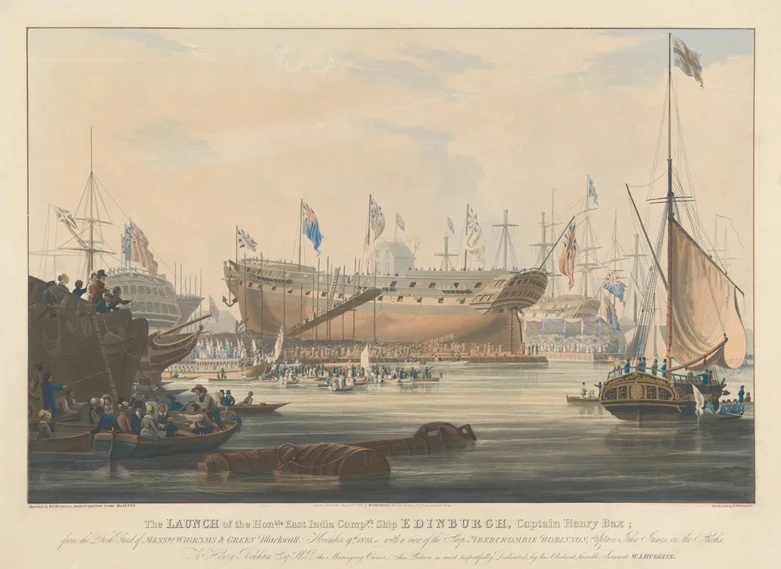 Launch Of The Edinburgh Blackwall Nov 9 1825 by Edward Duncan - Canvas Print