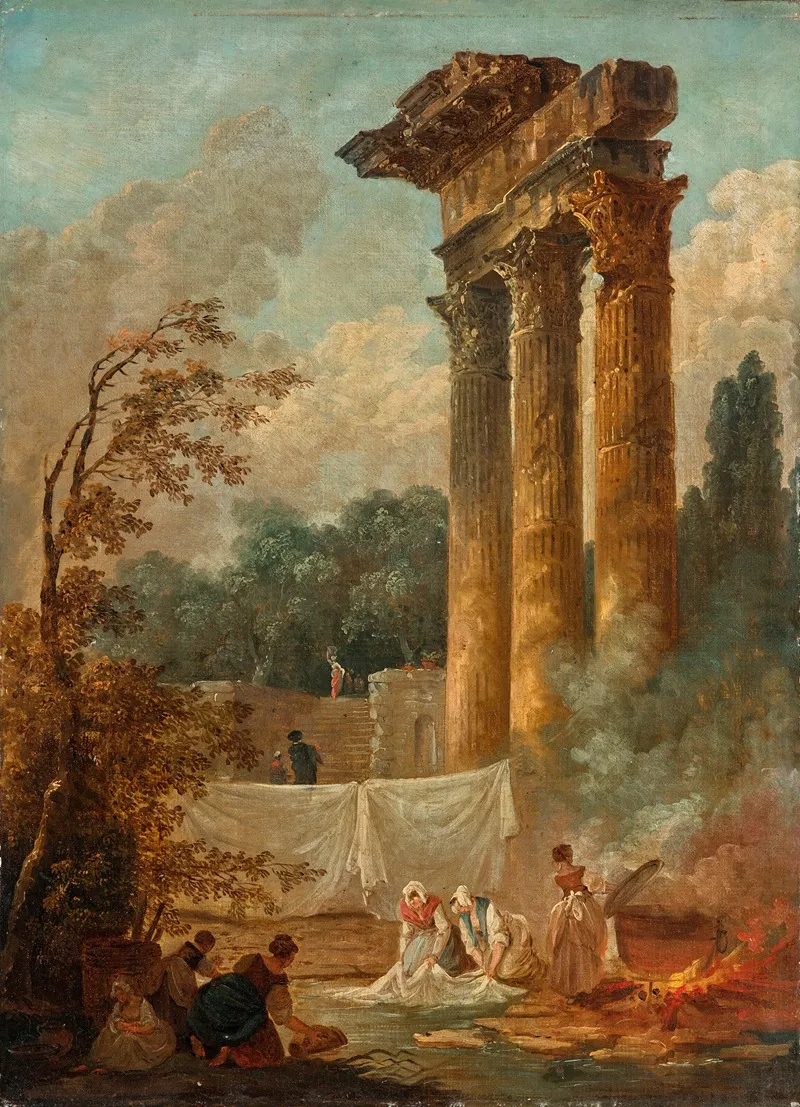 Lavandieres by Hubert Robert - Canvas Print