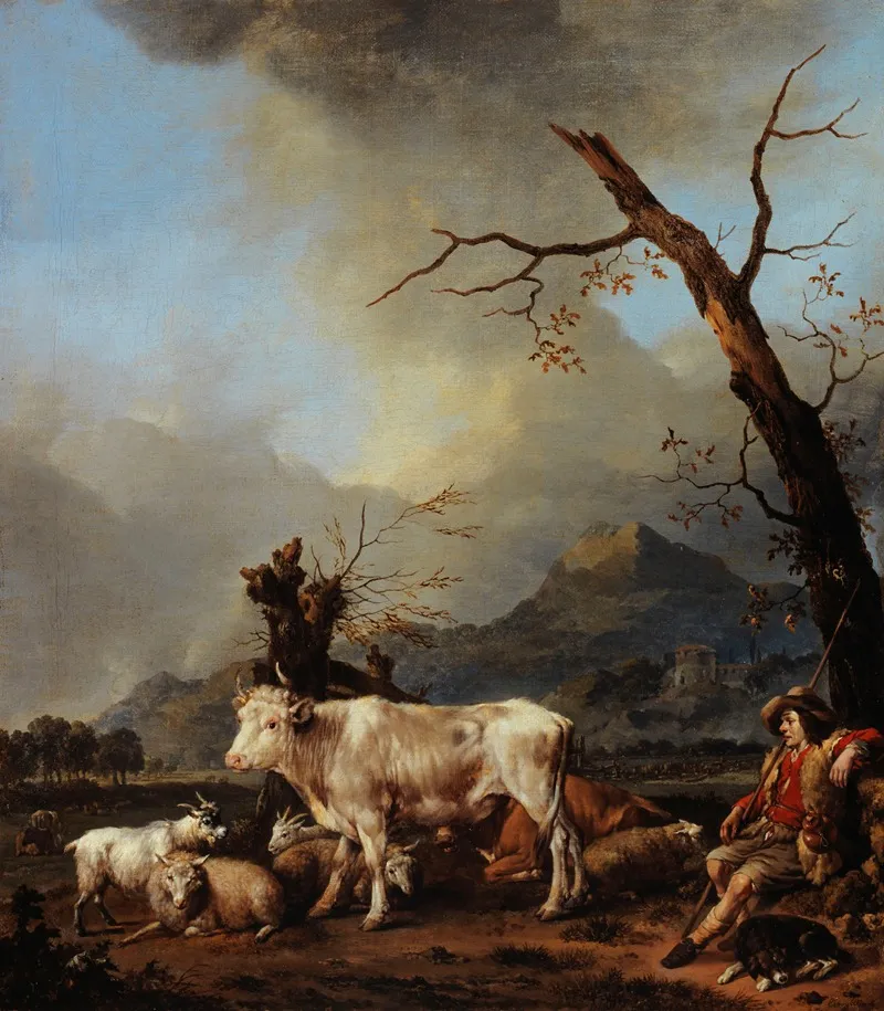 Le Berger Et Son Troupeau 2 by Johannes Lingelbach - Canvas Print