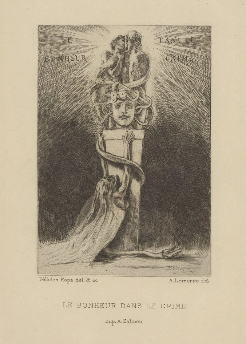Le Bonheur Dans Le Crime by Félicien Rops - Canvas Print